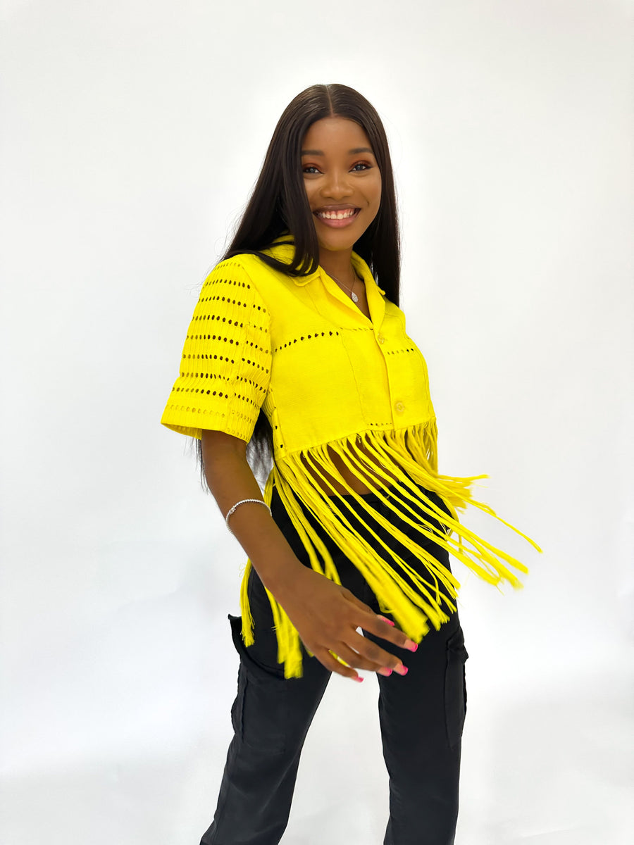 Yellow Aso Oke Crop Top