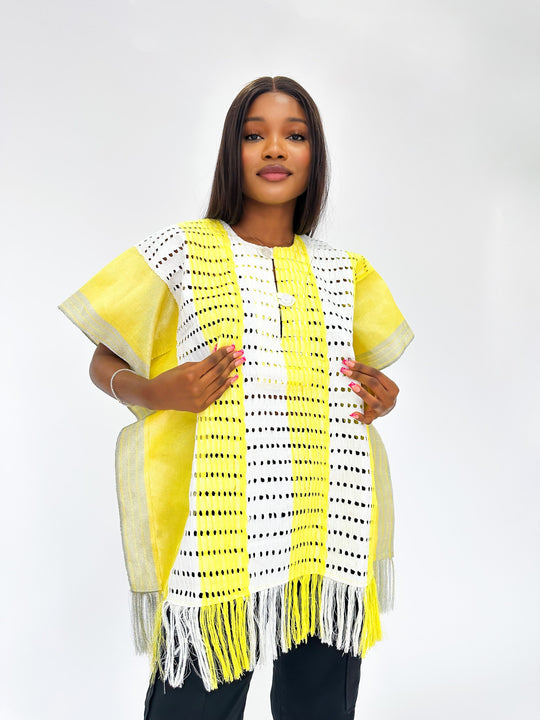 Yellow & White Aso Oke Desert Top