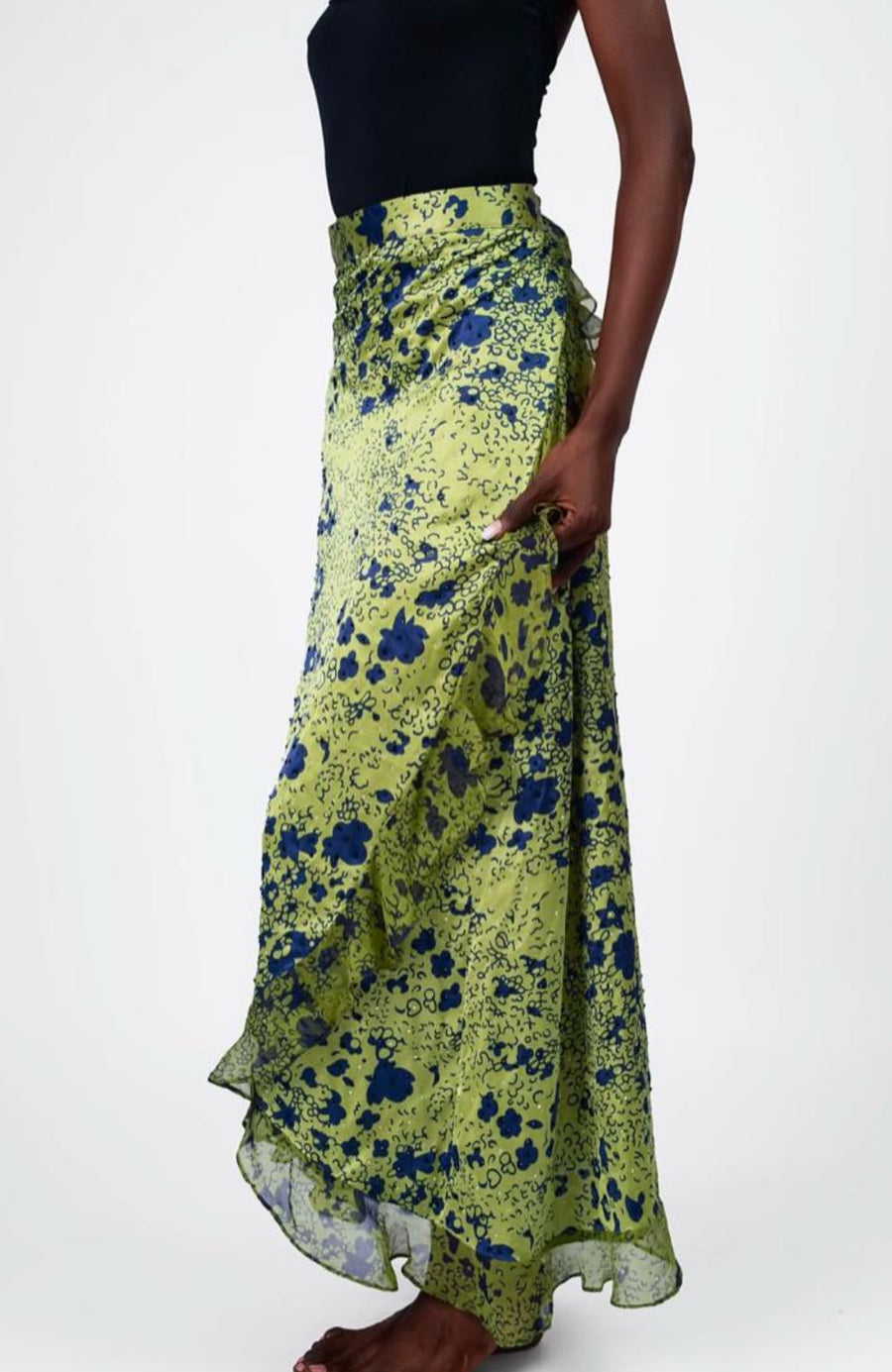 Renoni Marylyn Wrap Skirt in Green