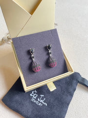 Fuschia, Purple and Black Earrings