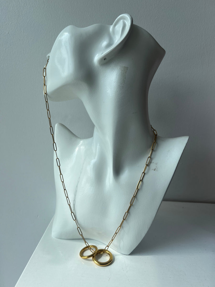 Double Pendant Long Necklace (Gold)