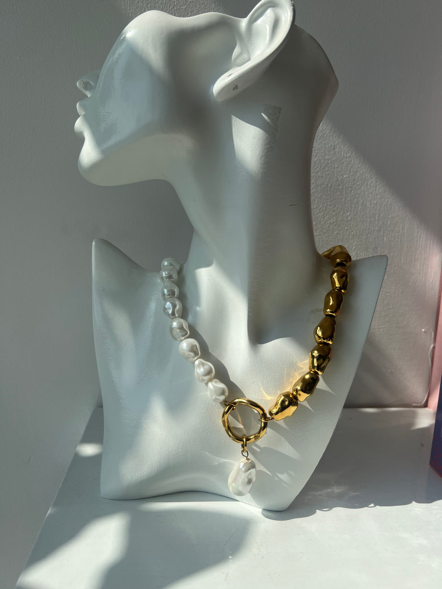 Ewa Gold Pearl Chunky Necklace