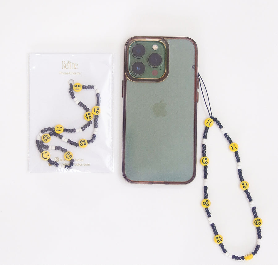 Zaz Smiley Beaded Phone Charm