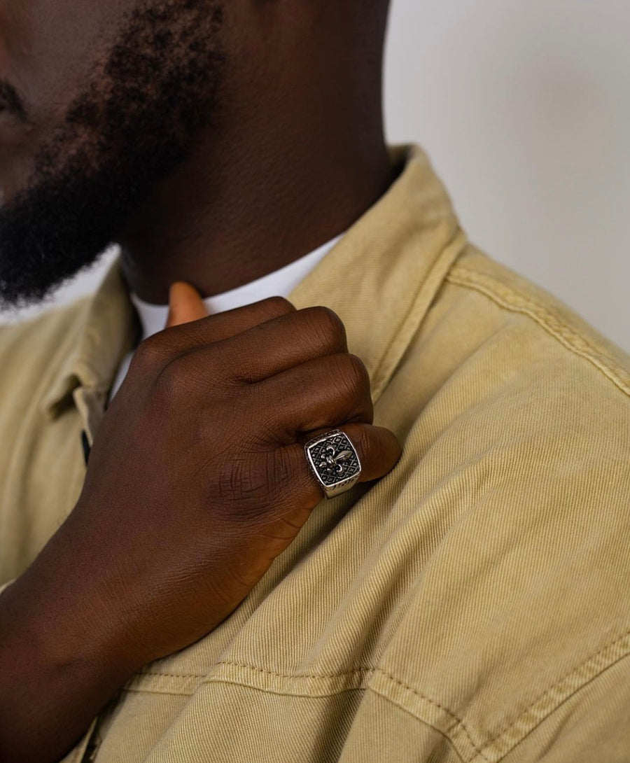 Silver Black Anchor Of Hope Ring