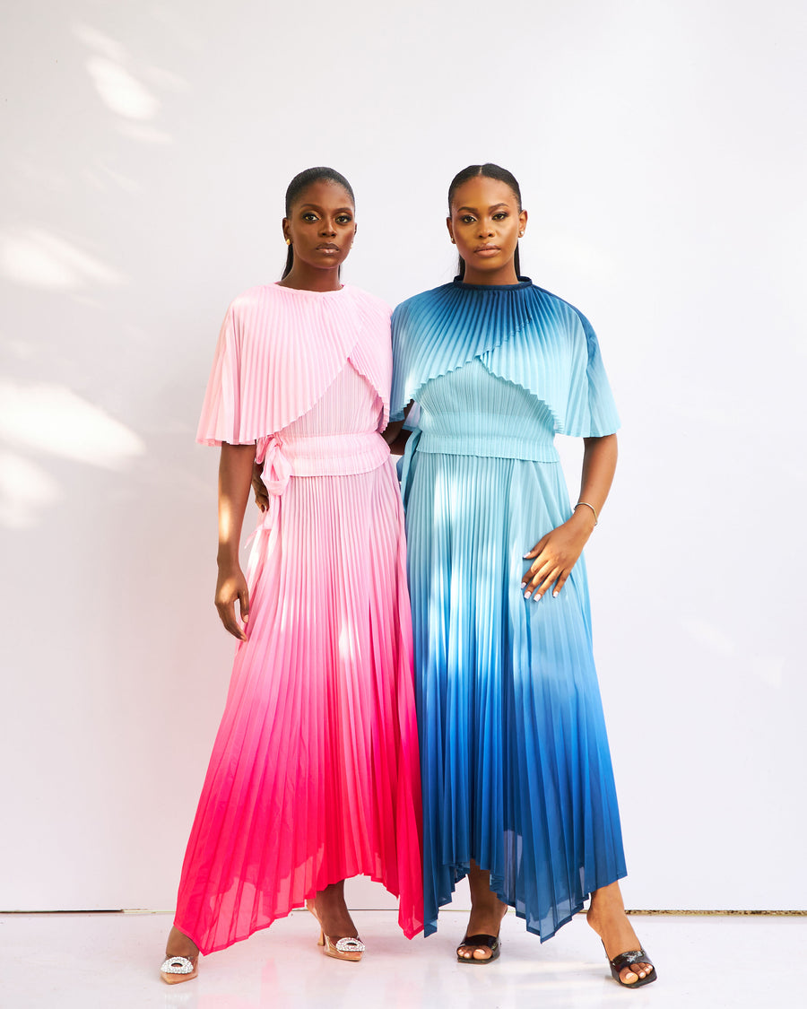 Pavo Real Ombré Cape Dress