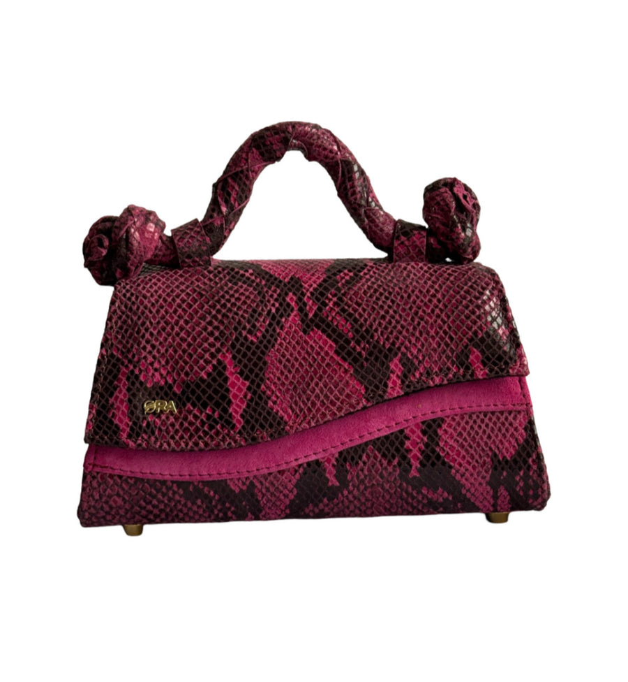 Pink Black Snake Skin Zina Mini Handbag