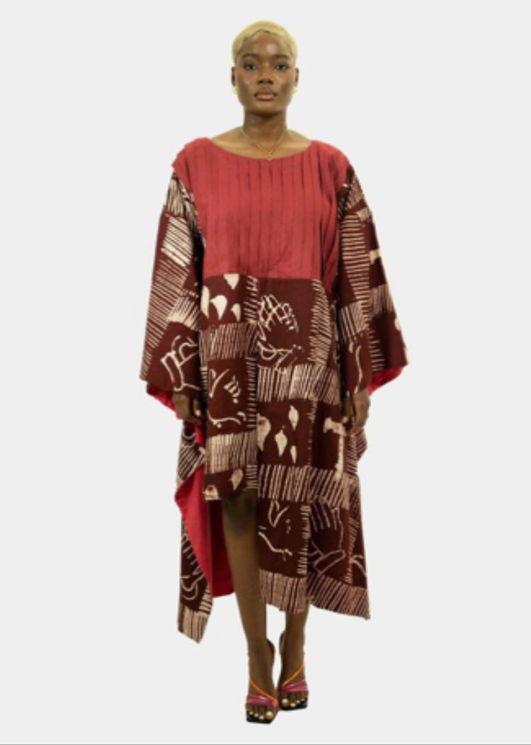 Pleated Kimono Linen Dress