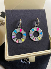 Multicoloured Enamel Full Circle Earrings