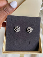 Studded Rose Flower Earrings