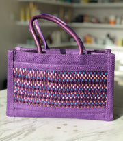 Ami Purple Leather Tote Handbag