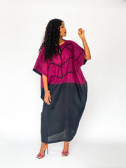 Nabilah Purple and Black Tunic with Black Beaded Neckline