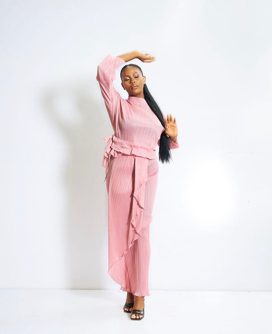 Pink Pavo Real Skirt Co-ord Set