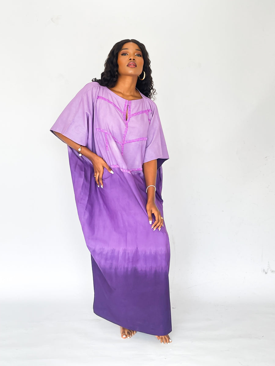 Nabilah Purple Ombré Tunic with Purple Beaded Neckline