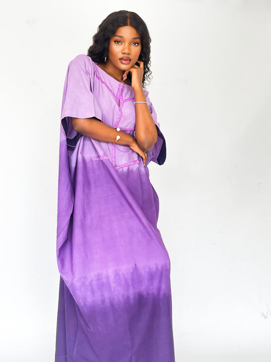 Nabilah Purple Ombré Tunic with Purple Beaded Neckline