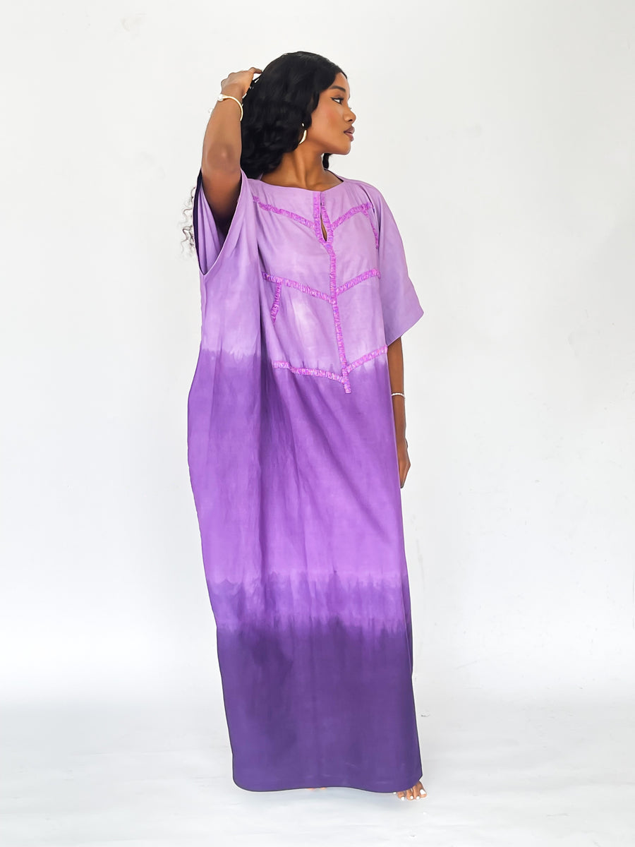 Nabilah Purple Ombré Tunic with Purple Beaded Neckline