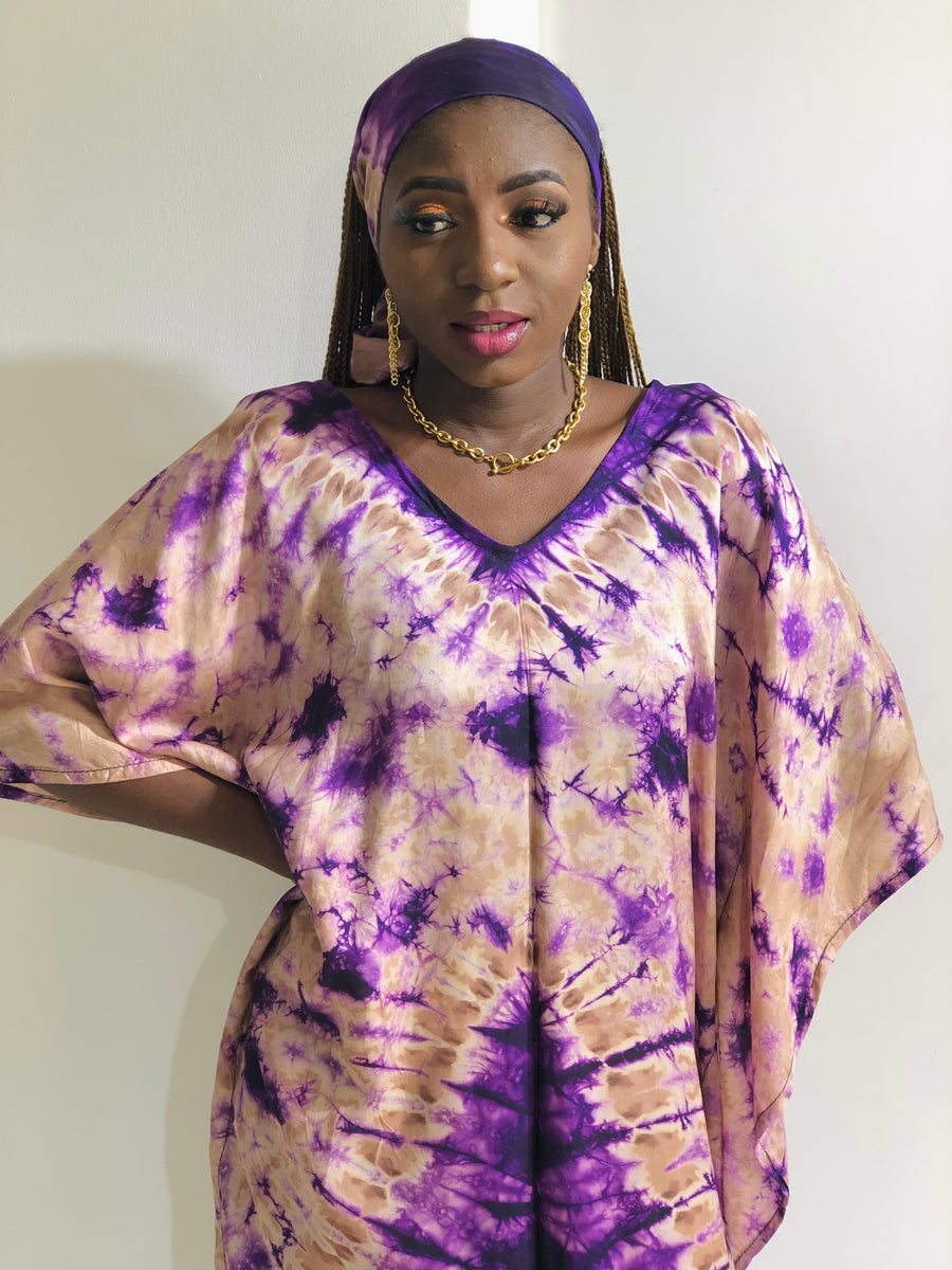 Boubou Kaftan Royal Purple & Light Brown