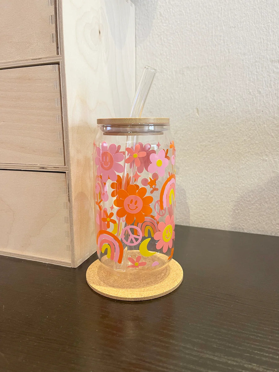 Retro Hippie Libby Glass Cup