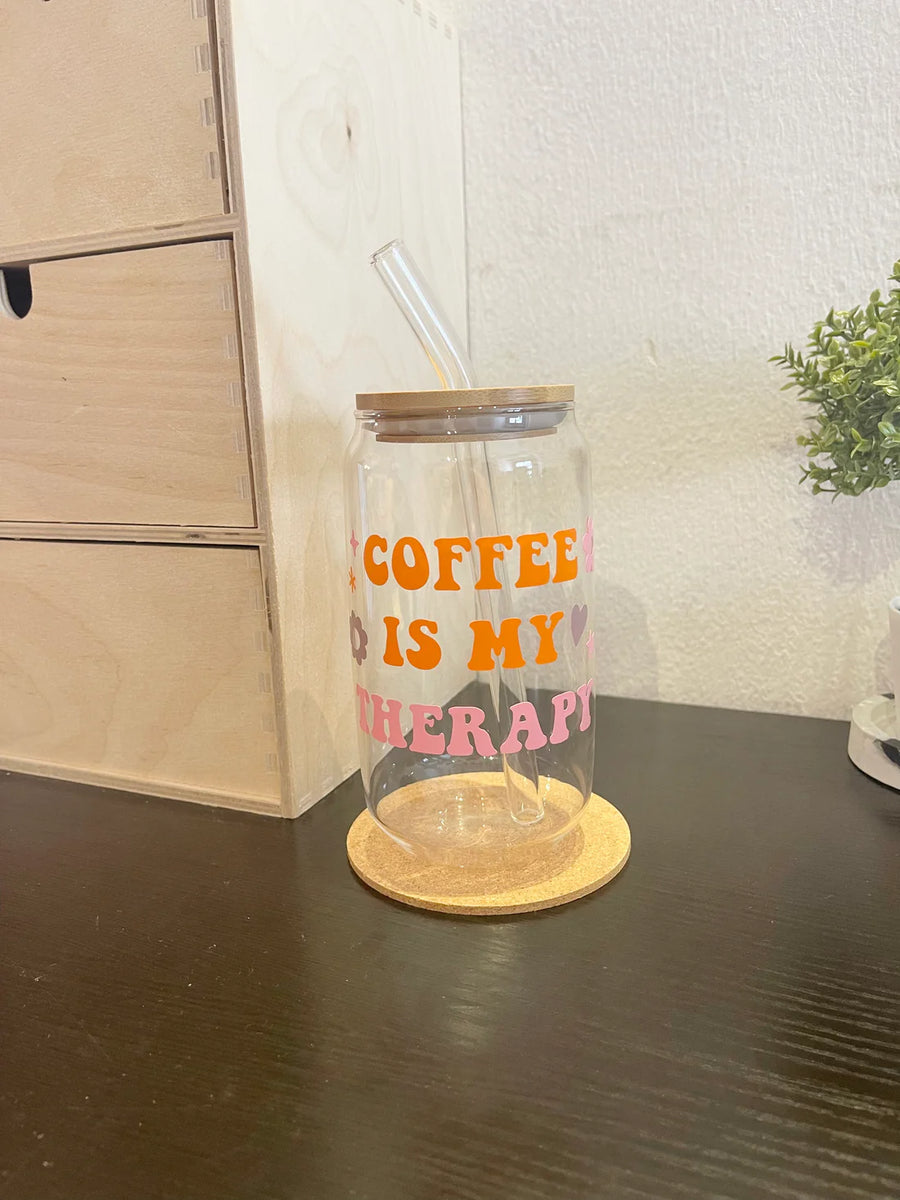 Coffee Is My Therapy Libby Glass Cup