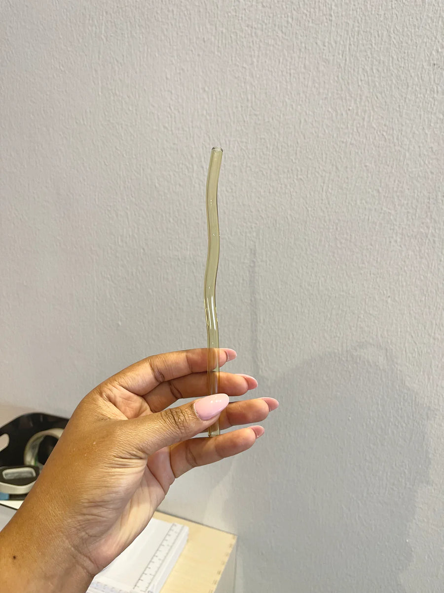 Yellow Transparent Wavy Straw