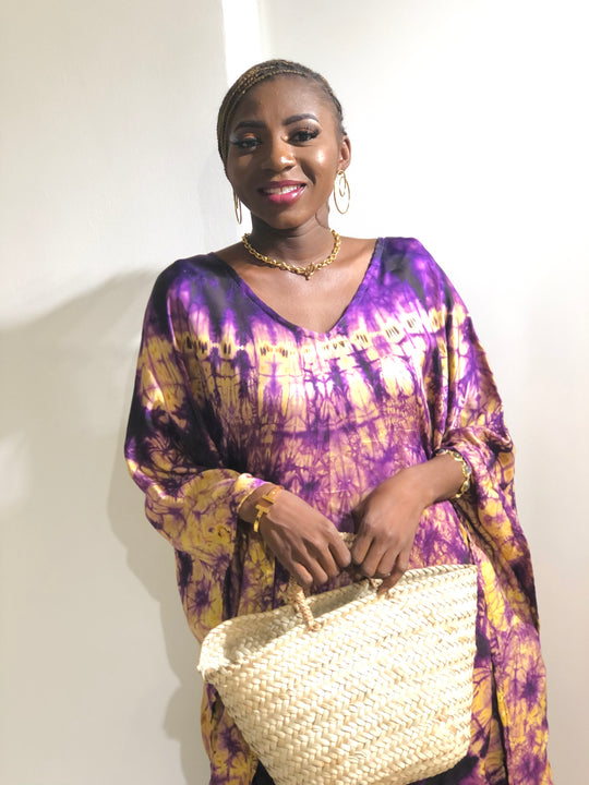 Boubou Kaftan Purple & Yellow