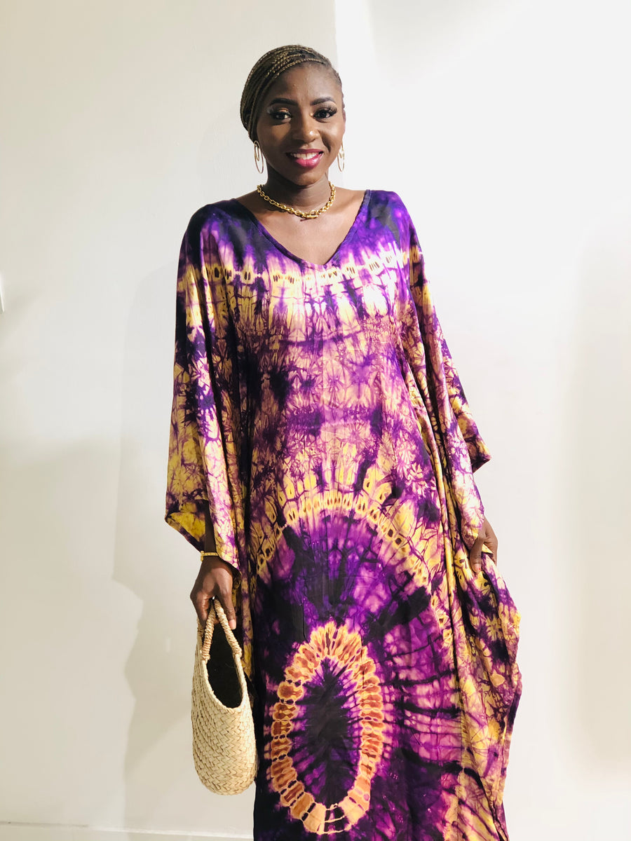 Boubou Kaftan Purple & Yellow