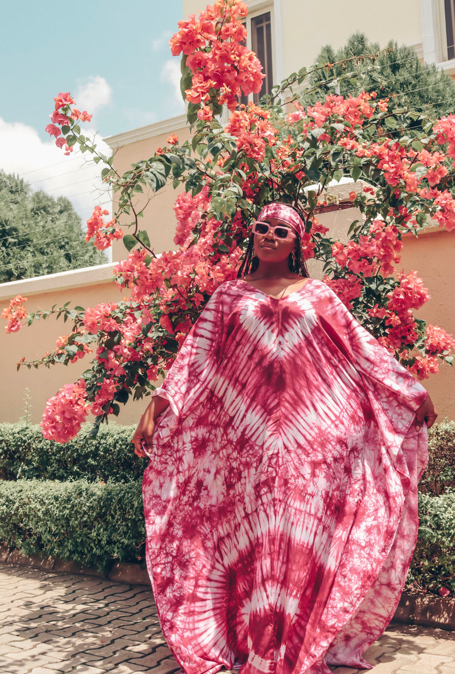 Boubou Kaftan Pink & White