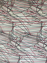 White Linear Art Soft Crepe