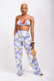 Purple Resort Kimono Trouser Set