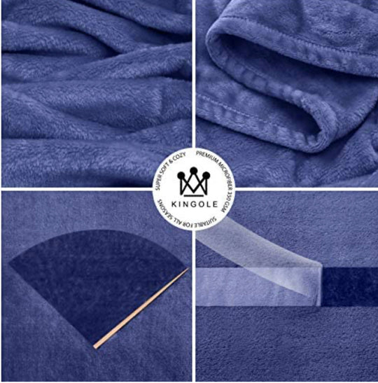 Kingole Fleece Velvet Blanket Navy