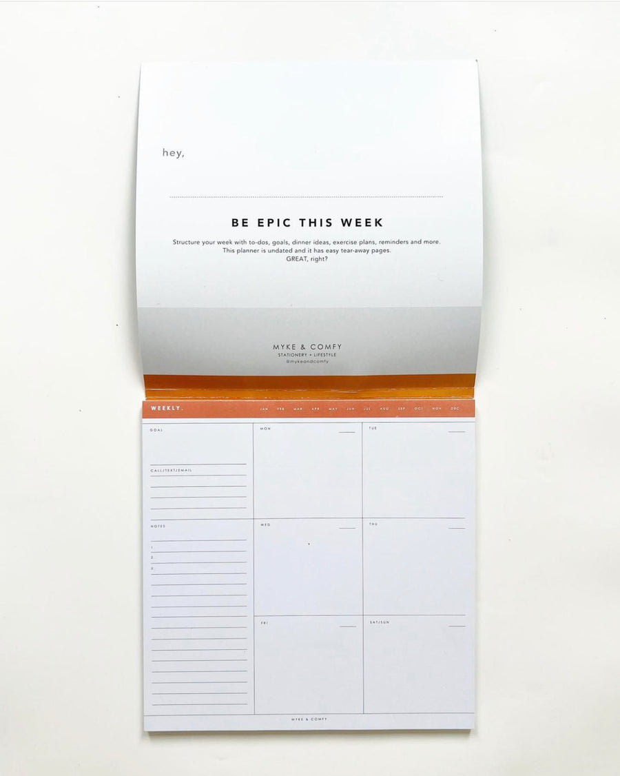 Myke & Comfy Green Weekly Planner Pad