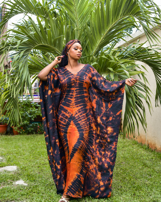 ready to wear Boubou Kaftan Black Orange