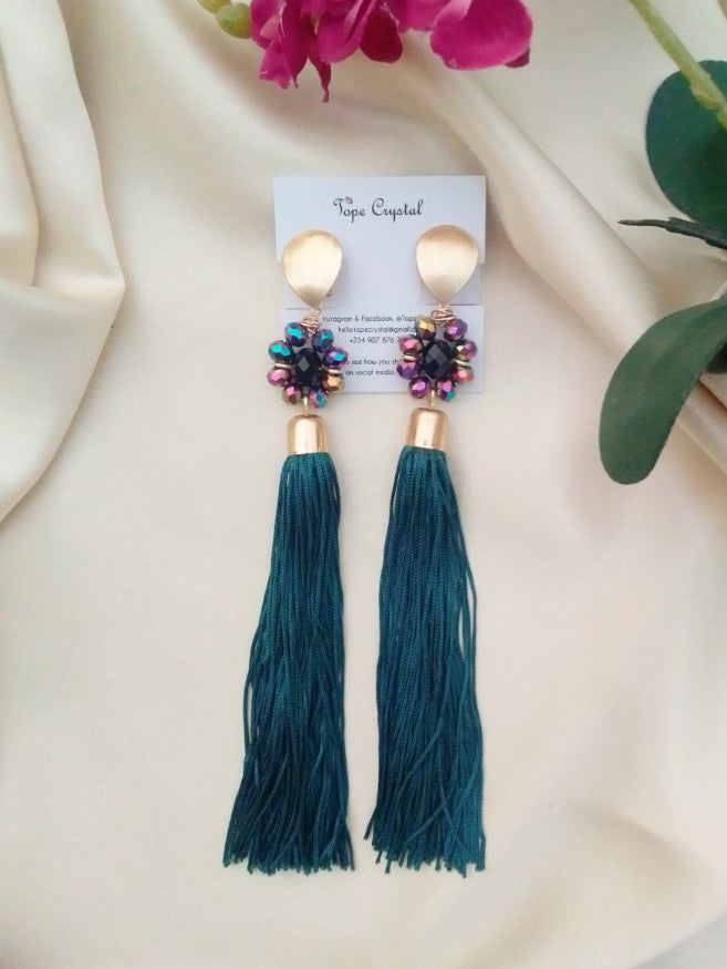 Sisi Teal Green Tassel Earrings