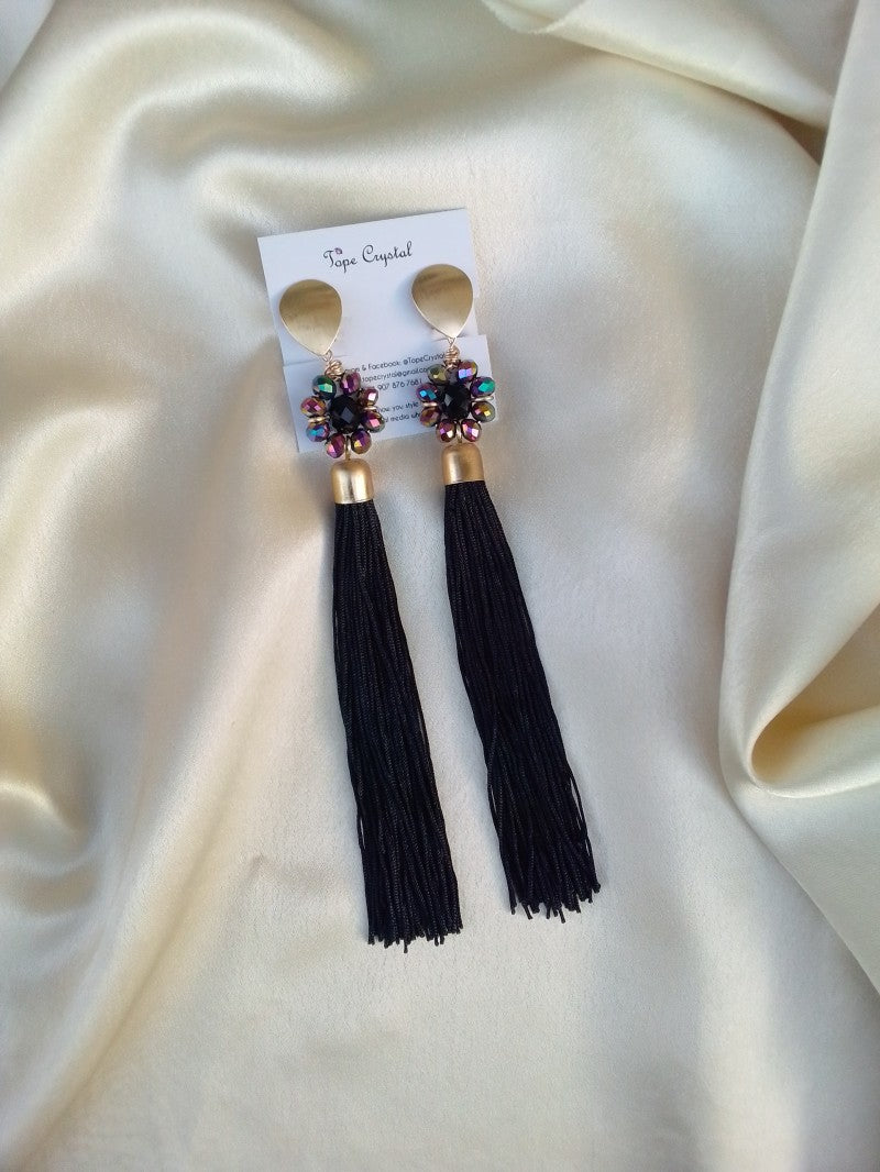 Sisi Black Tassel Earrings